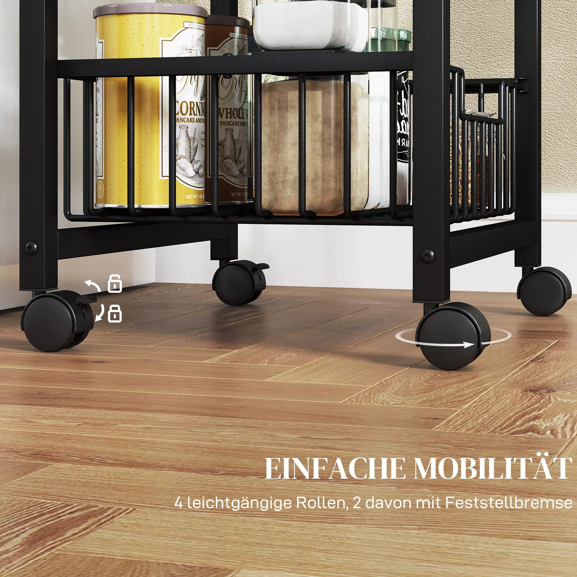 3 pakopų virtuvės vežimėliai su ratukais, riedamasis padavimo vežimėlis, virtuvės vežimėlis su 3 plieniniais krepšeliais, padavimo vežimėlis