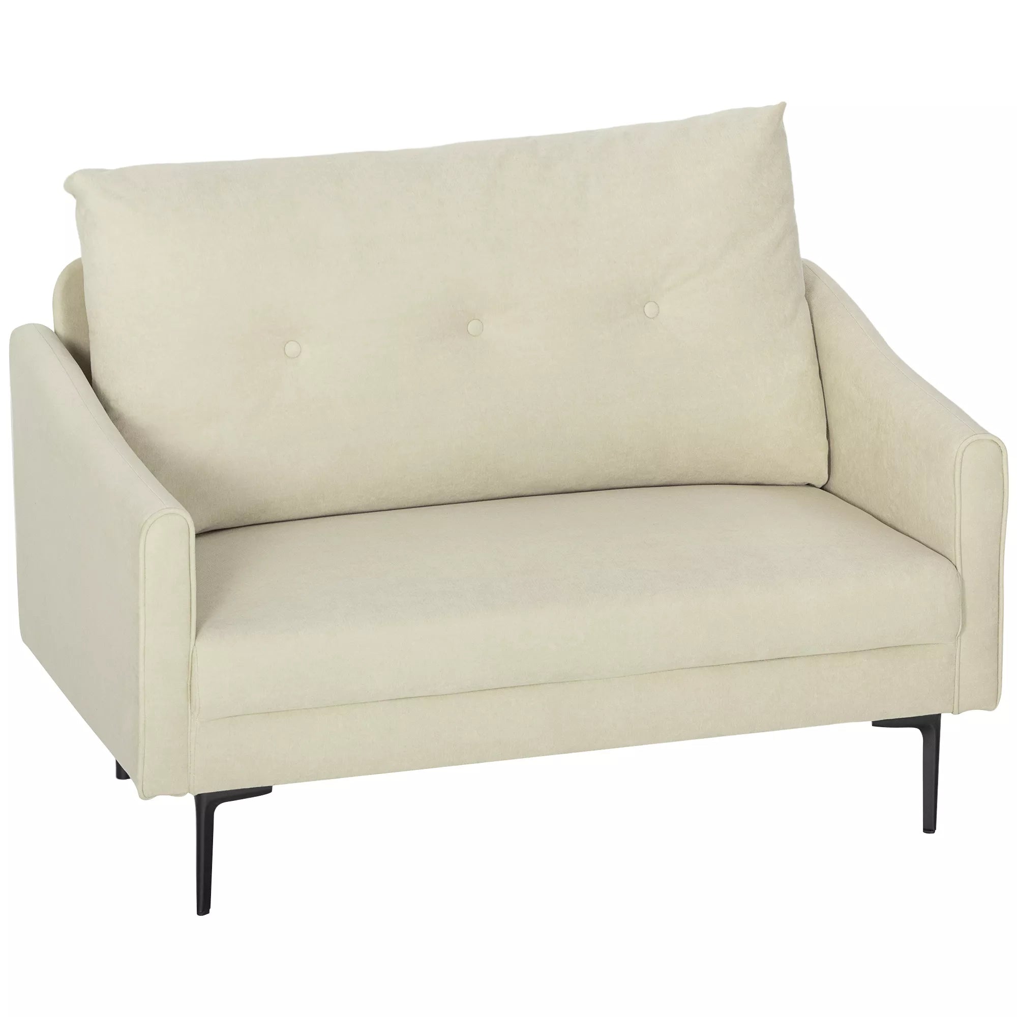 Dvivietė sofa su metalinėmis kojelėmis, kreminė balta