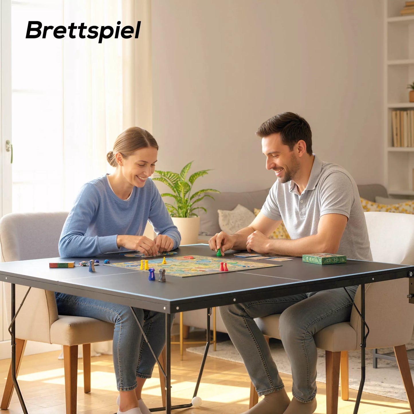 Sulankstomas stalo teniso stalas, su 8 ratais, milteliniu būdu dengtas plieninis rėmas, MDF, 274 x 152,5 x 76 cm, juodas