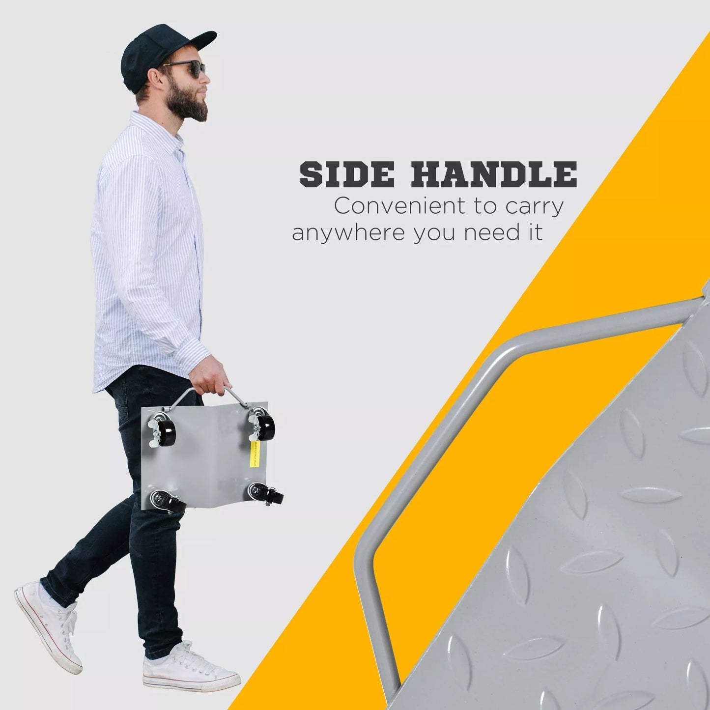 Manevravimo keltuvas, 2 vnt. Manevravimo pagalba, padangų keitimas, keltuvas su 4 ritinėliais, skirtas lengviesiems automobiliams, pilkos spalvos, 40,5 ilgio x 30 pločio x 13,5 aukščio cm