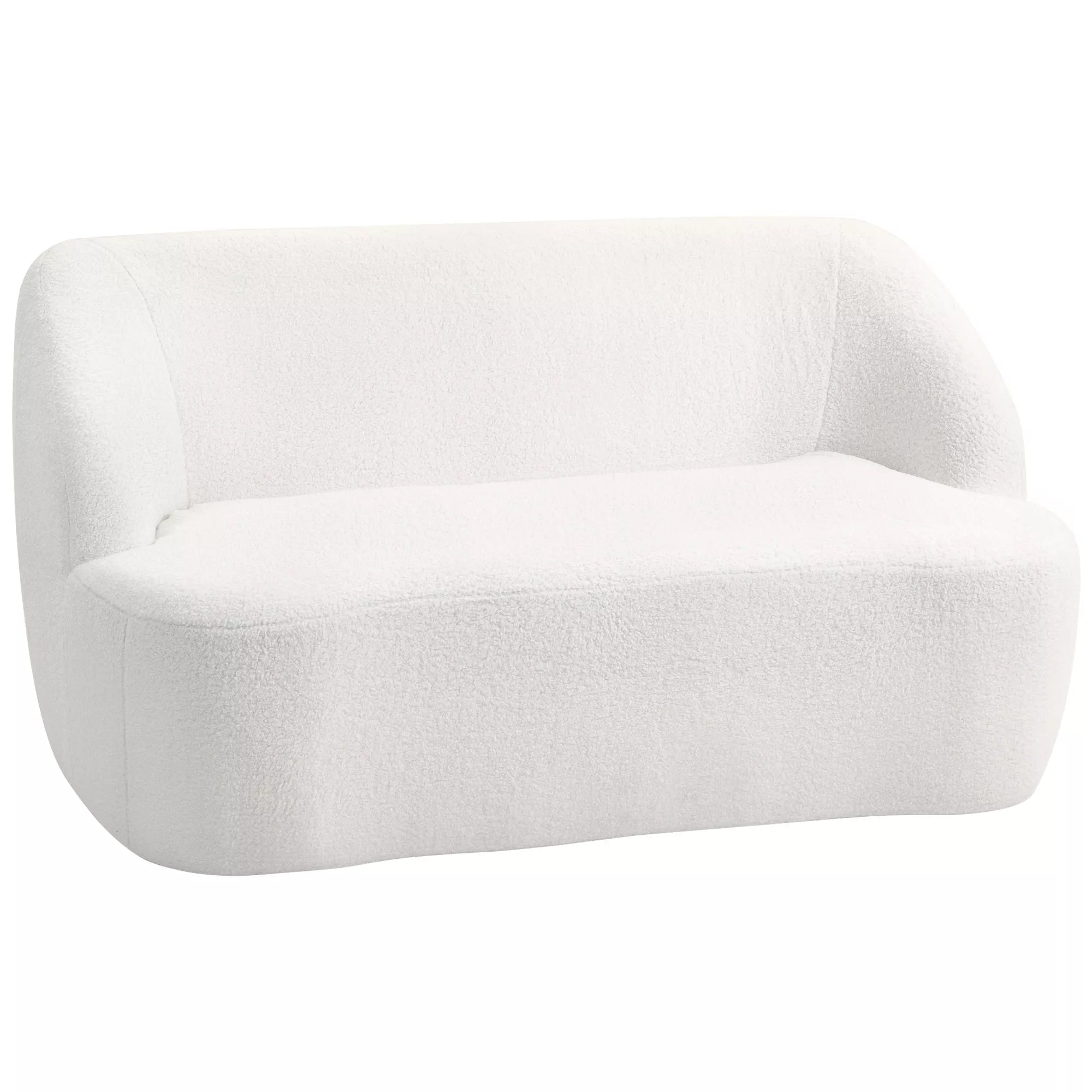 Dvivietė sofa, išlenkta forma, minkšta sofa su fliso apmušalu, skirta svetainei, miegamajam, namų biurui, kreminės baltos spalvos