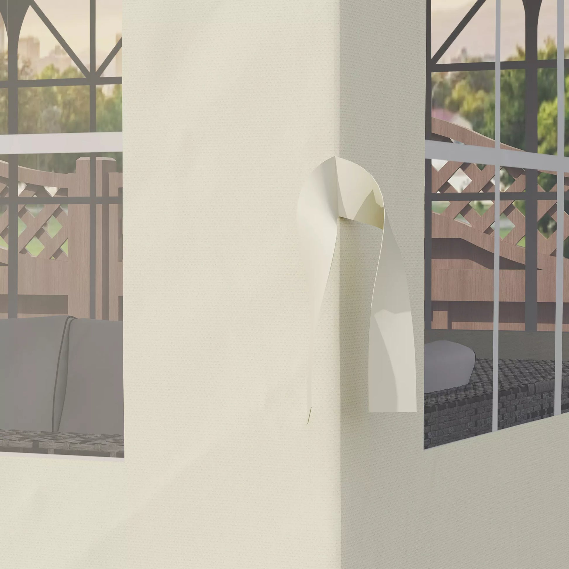 Pavėsinės sienelės-užuolaidos, 4 sienelių rinkinys su užtrauktukais, poliesteris, 3x4 m pavėsinei, kreminė balta