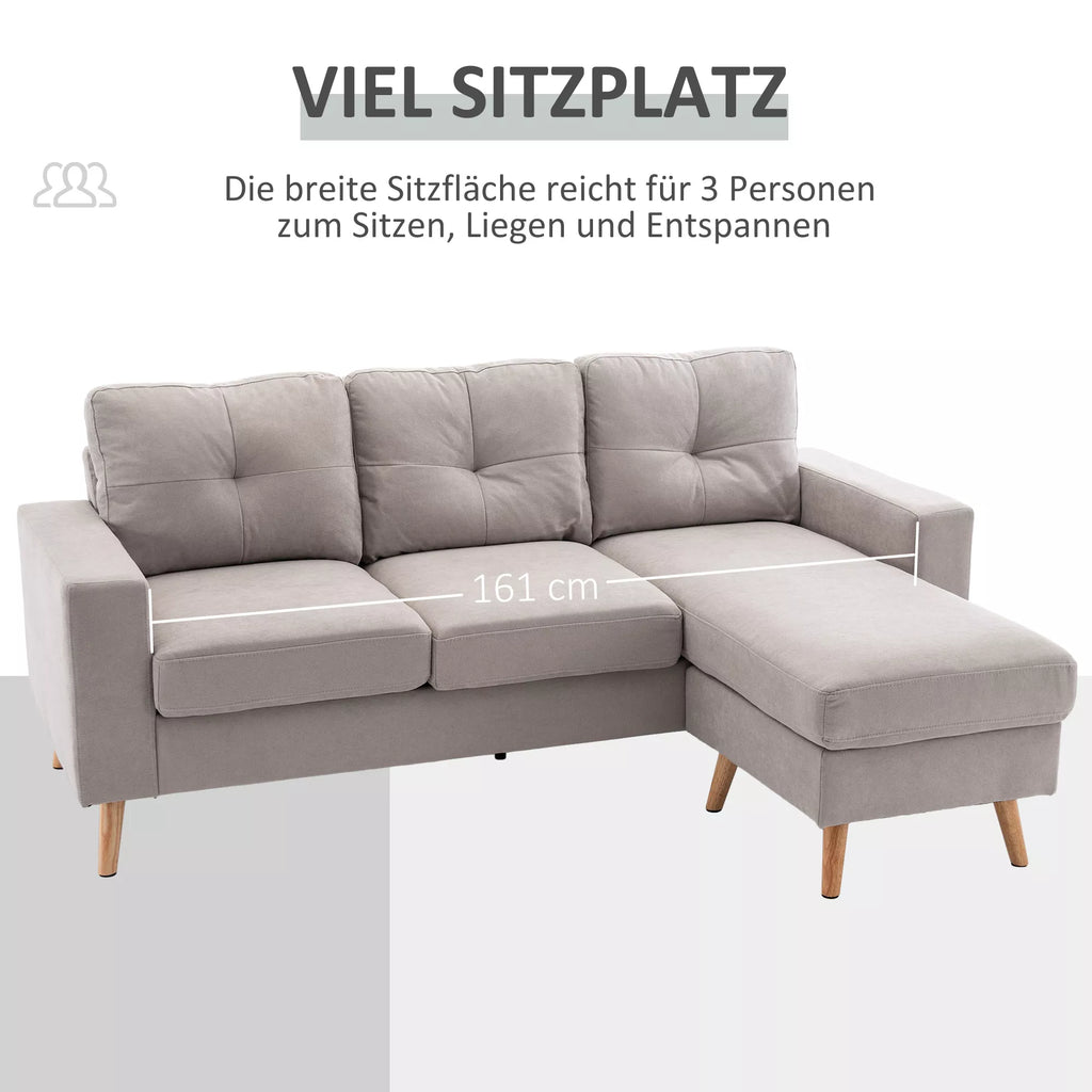 Kampinė sofa keičiama kryptimi 193x136 cm šviesiai pilka