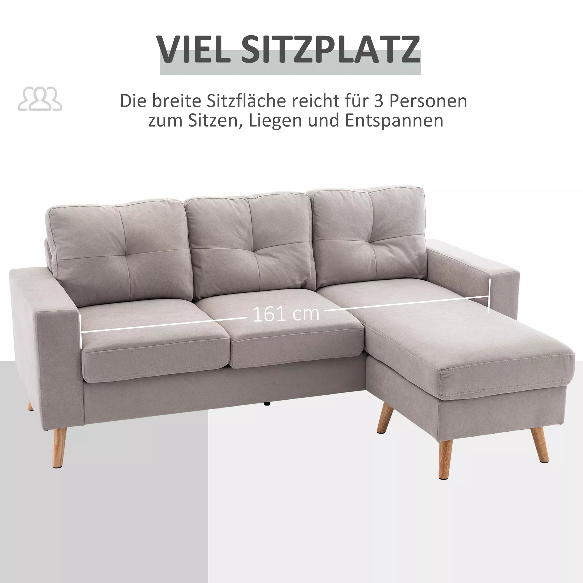 Kampinė sofa keičiama kryptimi 193x136 cm šviesiai pilka