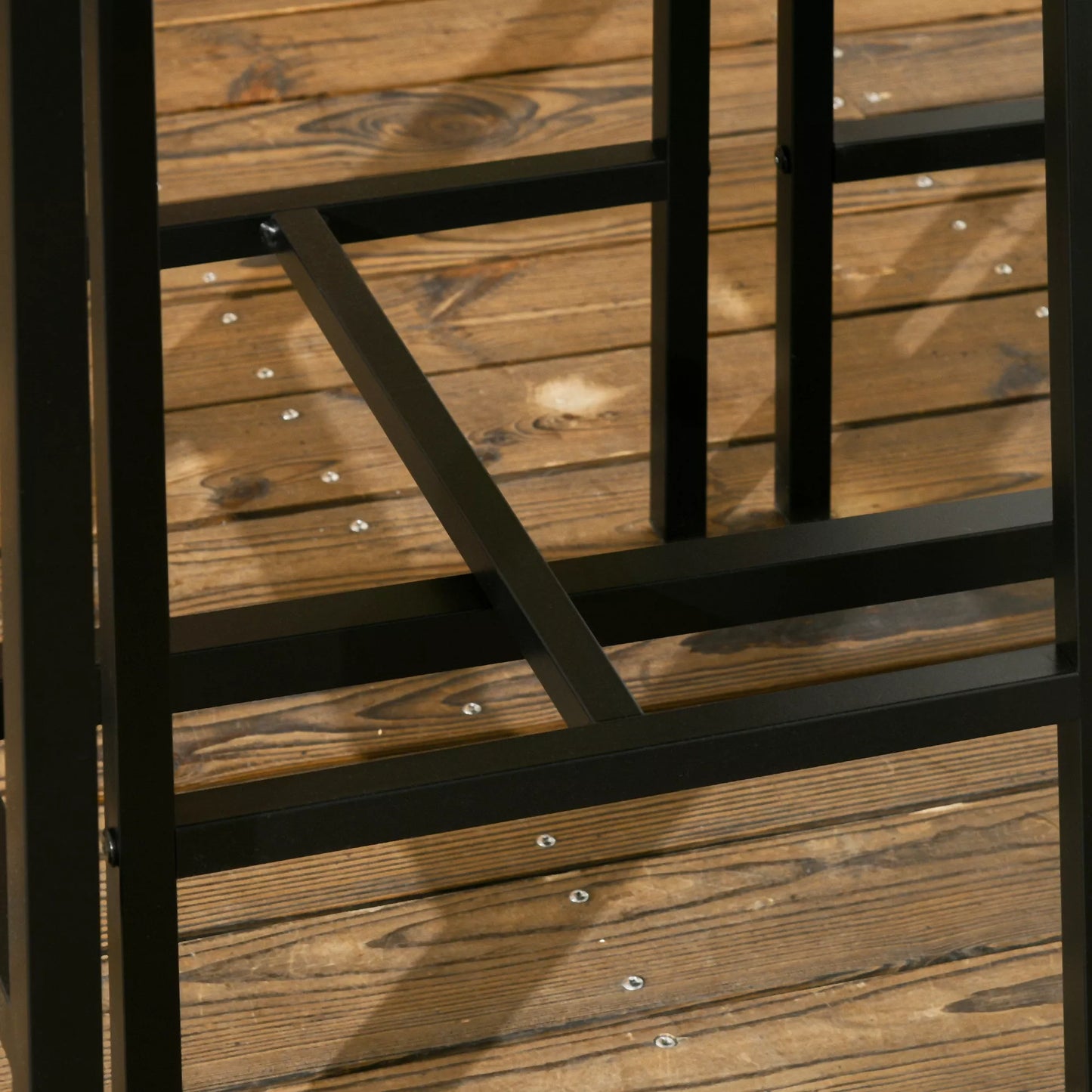 3 dalių baro komplektas, aukštas staliukas, 2 kėdės, MDF, metalinis rėmas, atsparus vandeniui, rudas