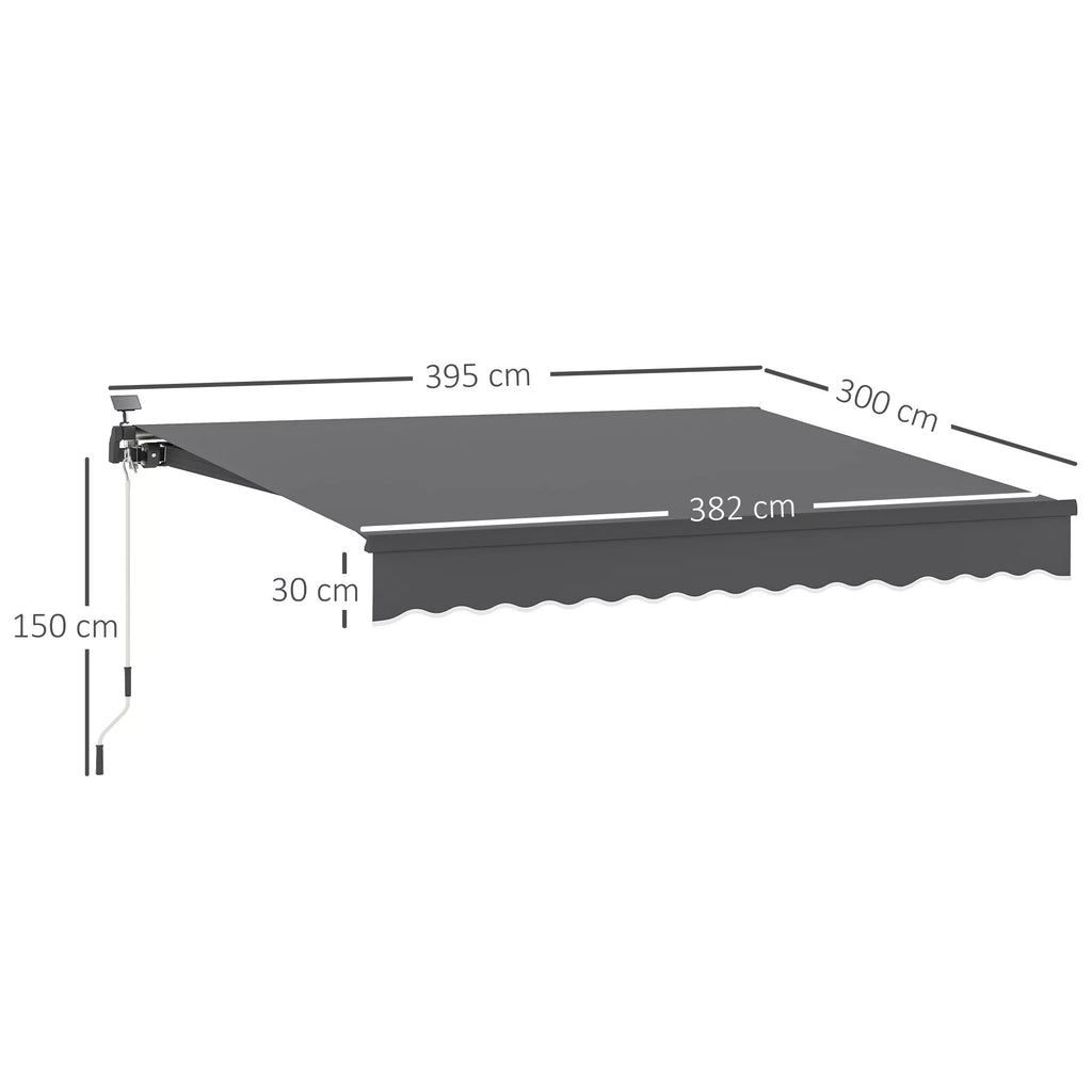 Tvirtinamas markizė su rankine rankena Saulės šviesos lankstinis markizė Markizė Saulės apsauga UV 50+ 400 cm pločio Pilka