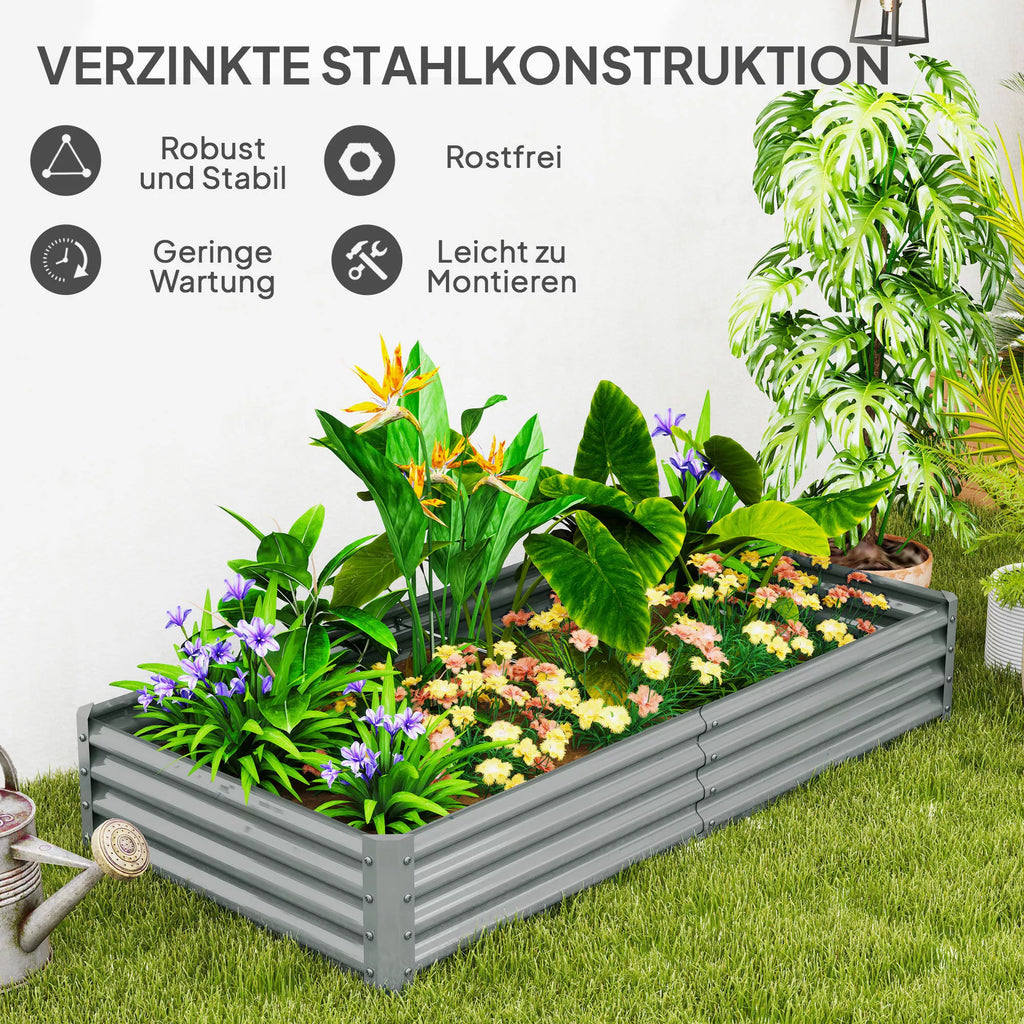 Pakelta cinkuoto plieno lysvė 240 x 120 x 30 cm, 828 L, sidabrinės spalvos