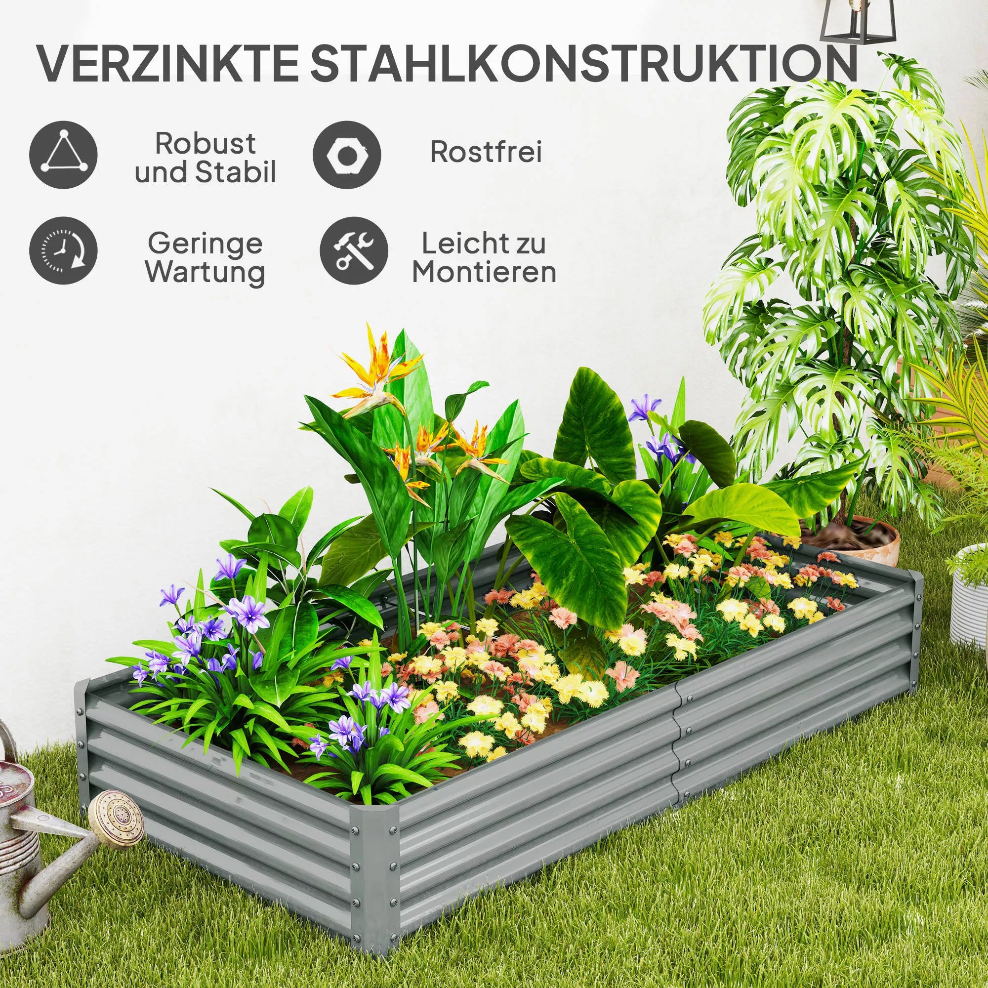 Pakelta cinkuoto plieno lysvė 240 x 120 x 30 cm, 828 L, sidabrinės spalvos