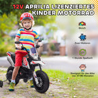 Elektrinis motociklas Aprilia 3–8 metų vaikams, iki 30 kg, baltas