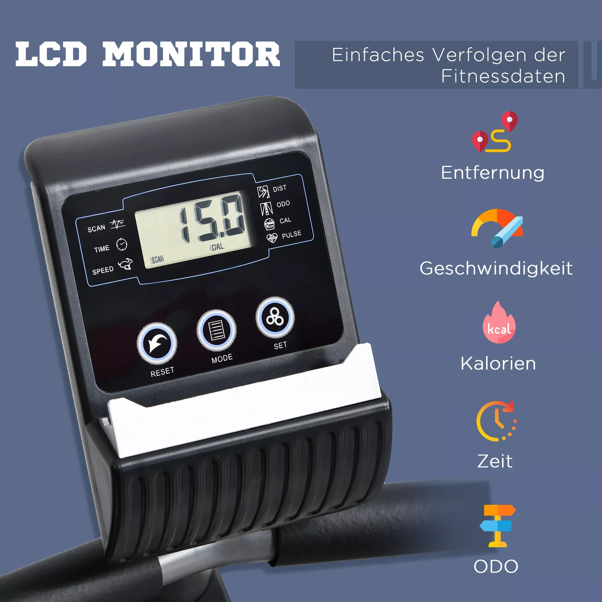 Gulimas ergometras su LCD ekranu, 8 pakopų reguliuojamu magnetiniu pasipriešinimu, gulimas dviratis, treniruoklis su širdies ritmo jutikliais, reguliuojamu atlošu, sėdimojo ergometras vyresnio amžiaus žmonėms iki 110 kg svorio.