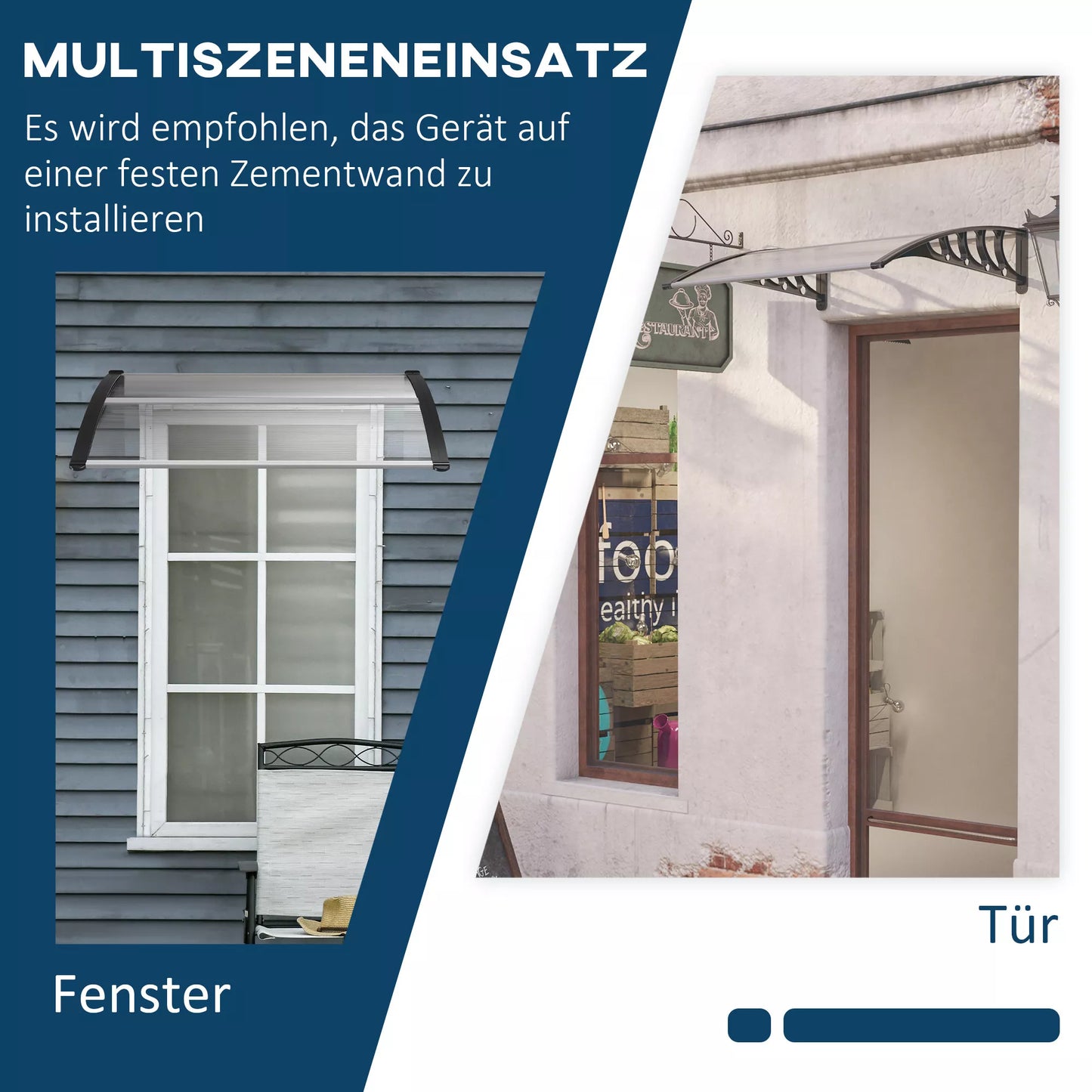 Stogelis prieškambario durims/langui, atsparus oro sąlygoms, skaidrus, aliuminis/polikarbonatas, 103x96,5x27cm, juodas