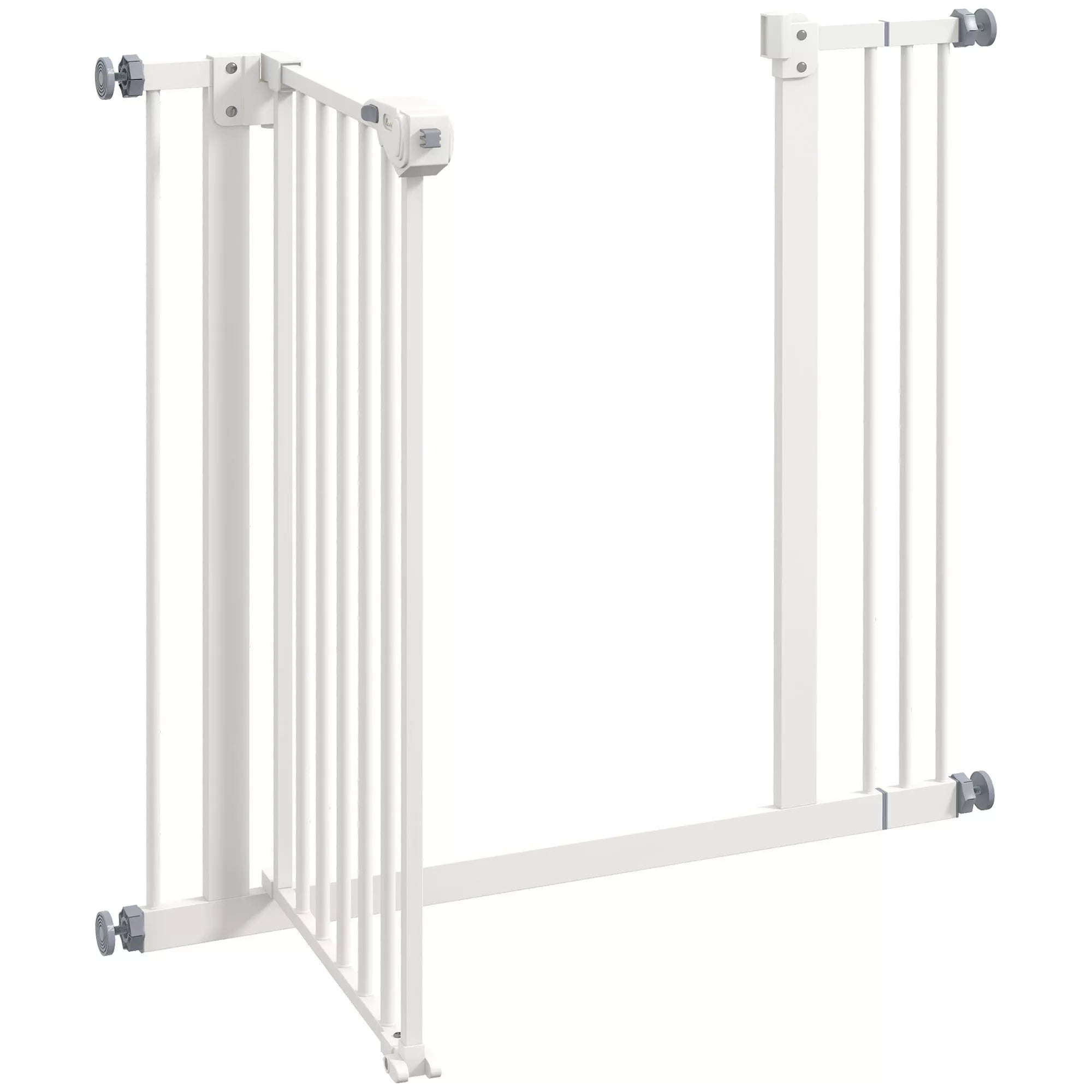 Durų apsauginės grotelės šunims, užtvaros, apsauginės grotelės naminiams gyvūnams, metalas, plastikas, 74–87 cm, baltos spalvos