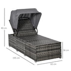 Gulto matmenų schema: ilgis 195 cm, plotis 65 cm, aukštis 36 cm, stogelio aukštis 40 cm
