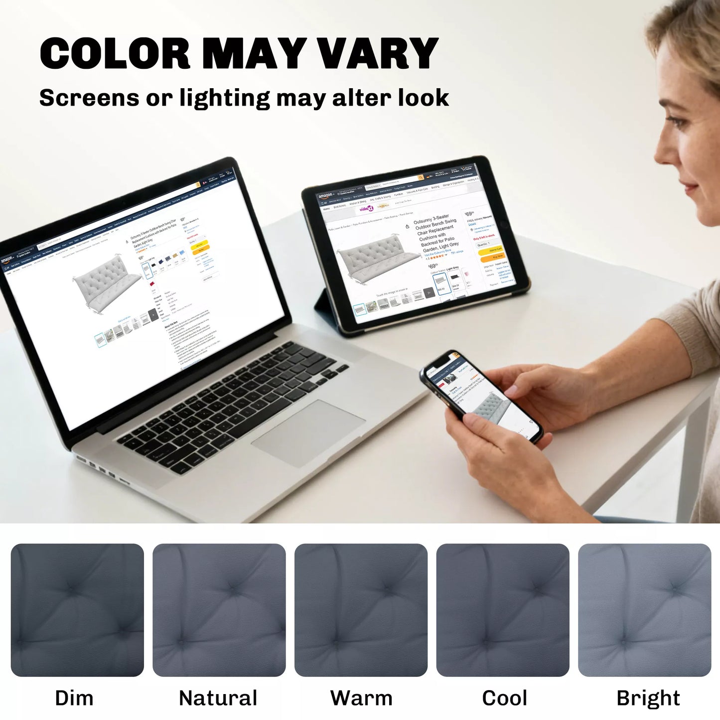 3 vietų suoliuko pagalvėlė 150 x 98 x 8 cm, sėdimoji pagalvėlė su raišteliais, atlošo pagalvėlė, skirta vidaus/lauko sąlygoms, minkšta pagalvėlė suoliukui, sodo suoliukui, sodo baldams, sūpynėms, tamsiai pilka