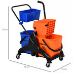 Valymo kibiras, šluotos kibiras, su ratukais, 26 litrai, plastikas, metalas, oranžinis