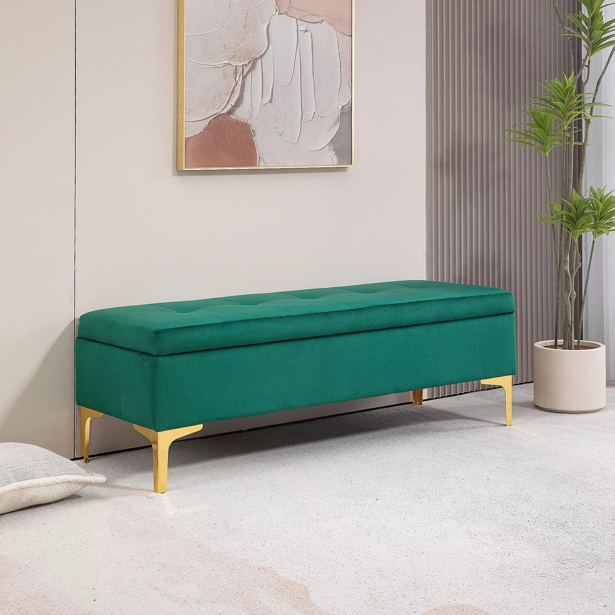 Suolas su daiktadėže, atlaikantis iki 120kg, 120x44x44,5cm, Žalias HOMCOM