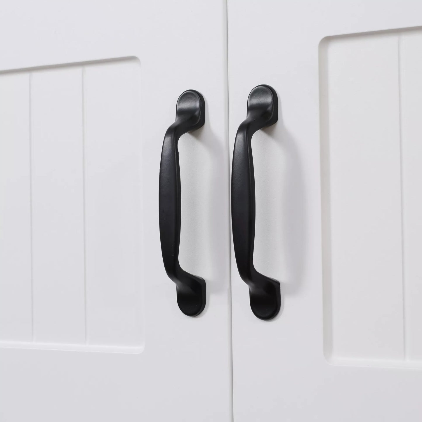 Virtuvinė spintelė, virtuvės bufetas, spintelė, kaimo stiliaus, 2 spintelės, 2 lentynos, 70 cm x 40 cm x 170 cm Balta + Juoda