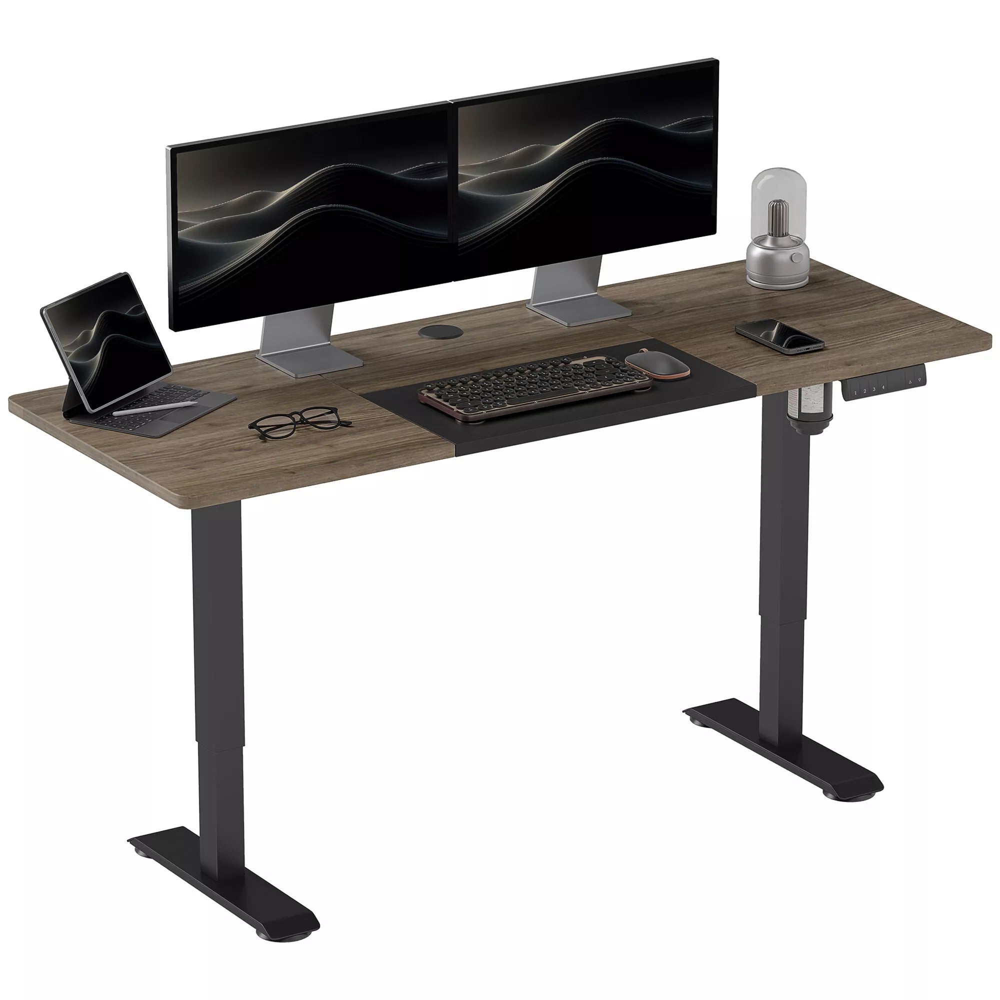 Aukščio reguliuojamas stalas Elektrinis 140 x 70 cm Kompiuterio stalas su 4 atminties valdymo funkcijomis, 4 dalių stalviršis, stovimojo-sėdimojo stalo su apsauga nuo susidūrimo, apsauga nuo perkaitimo Juodas
