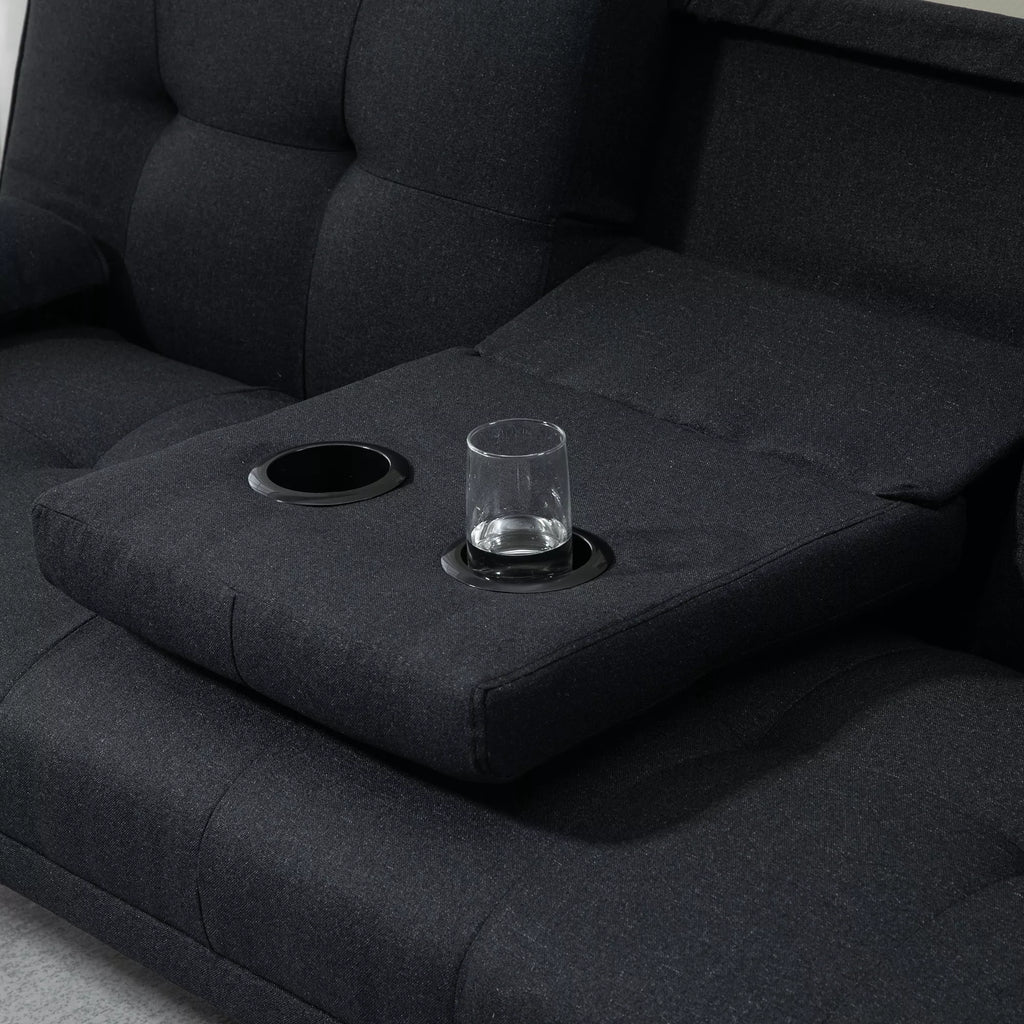 Sofa-lova su reguliojamu atlošu ir staliuku, 181 cm, pilka