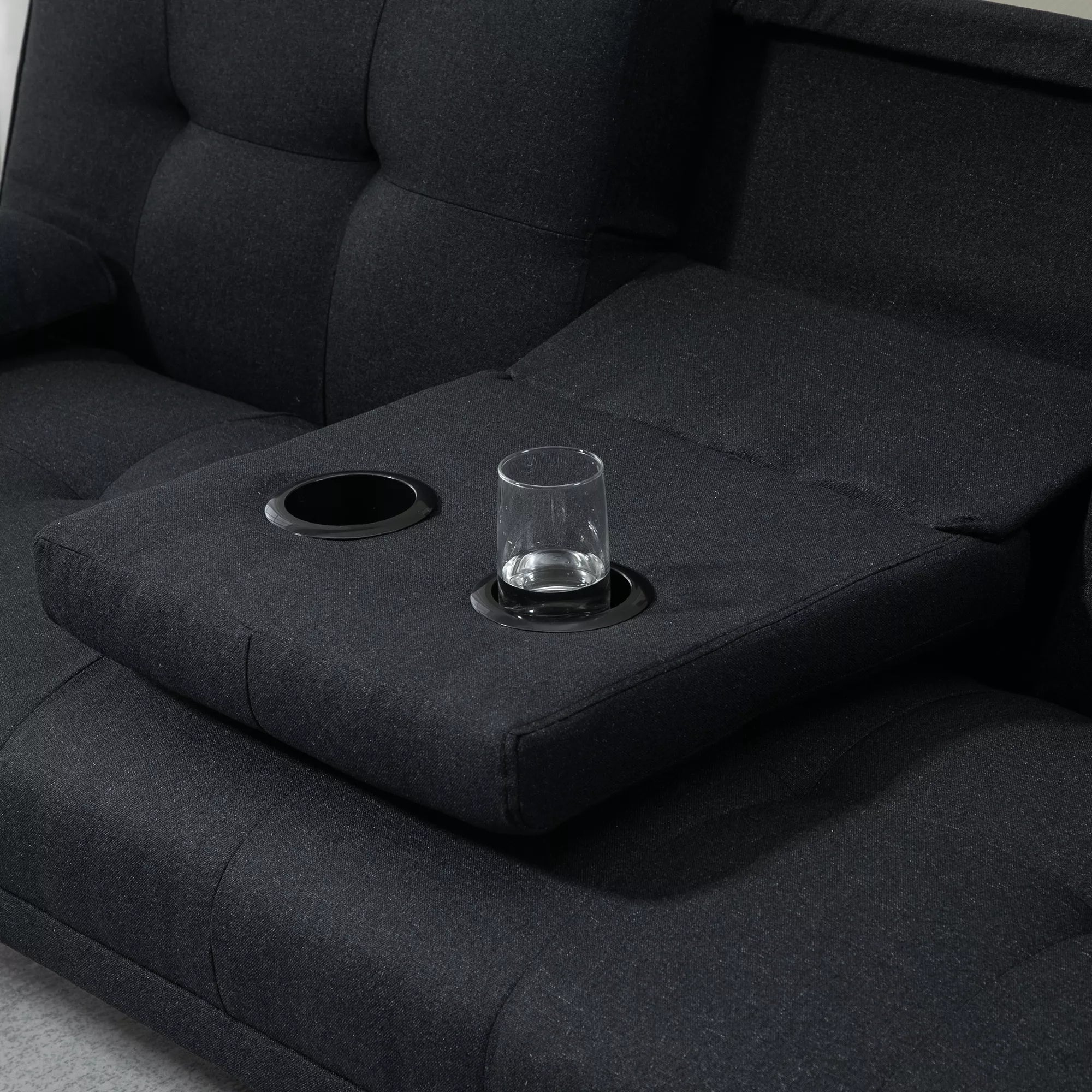 Sofa-lova su reguliojamu atlošu ir staliuku, 181 cm, pilka