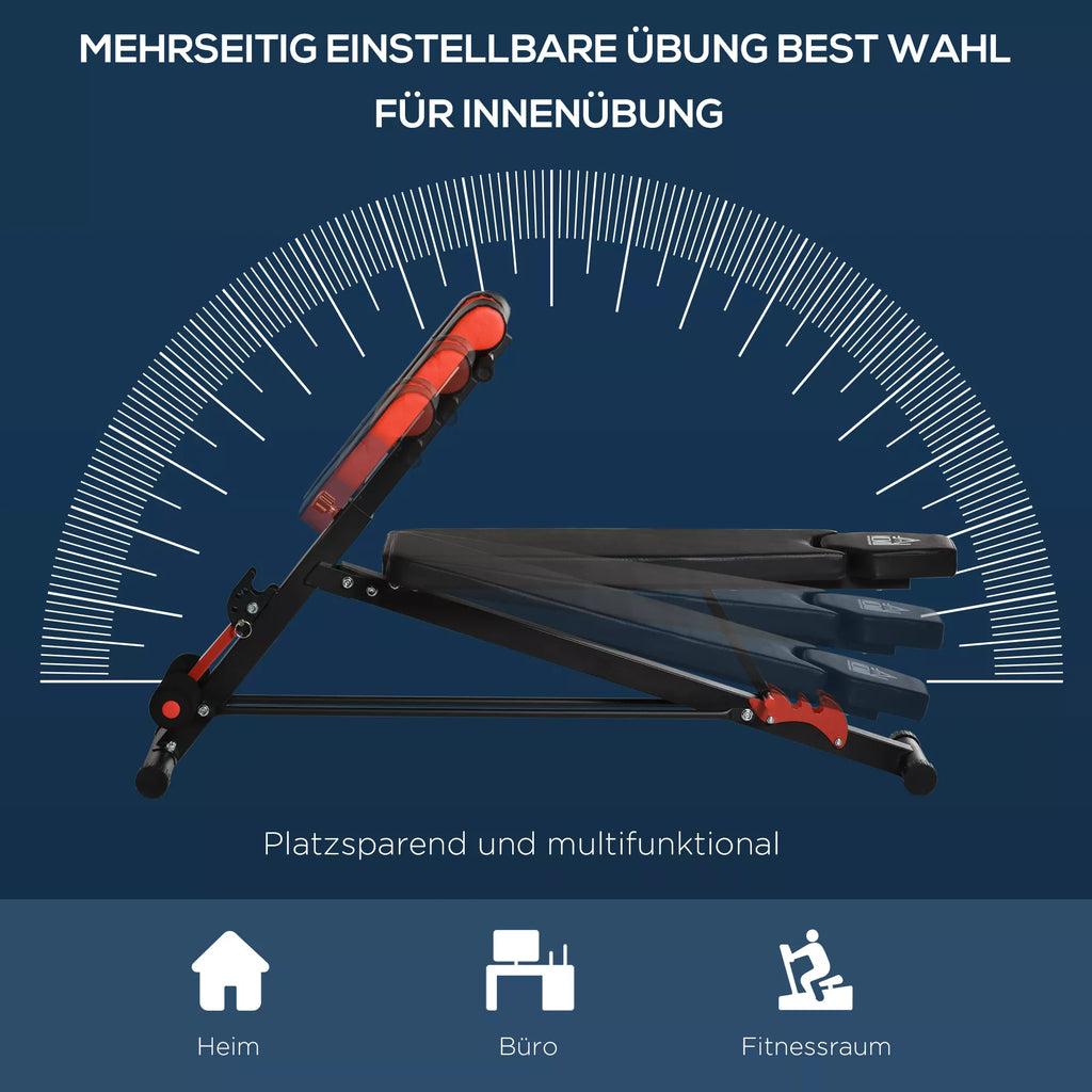 Hantelbank Fitnessbank Schrägbank Multifunktion Bauchtrainer Verstellbar Stahl Schwarz 64 x 146 x 73,5-85 cm