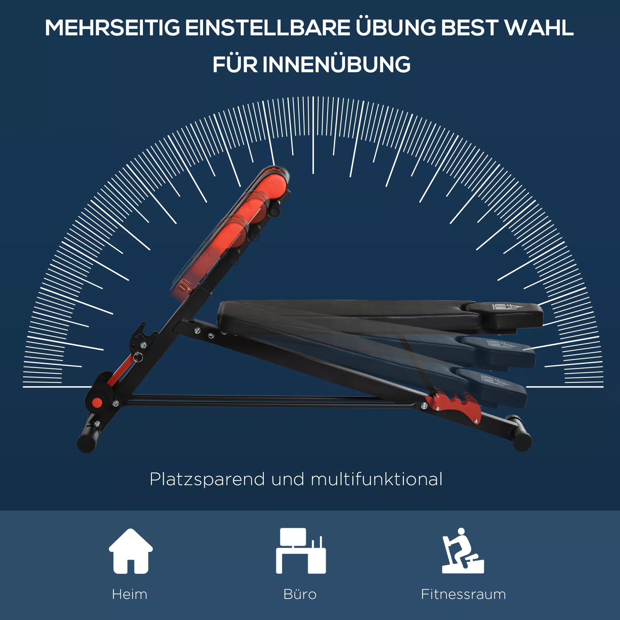 Hantelbank Fitnessbank Schrägbank Multifunktion Bauchtrainer Verstellbar Stahl Schwarz 64 x 146 x 73,5-85 cm