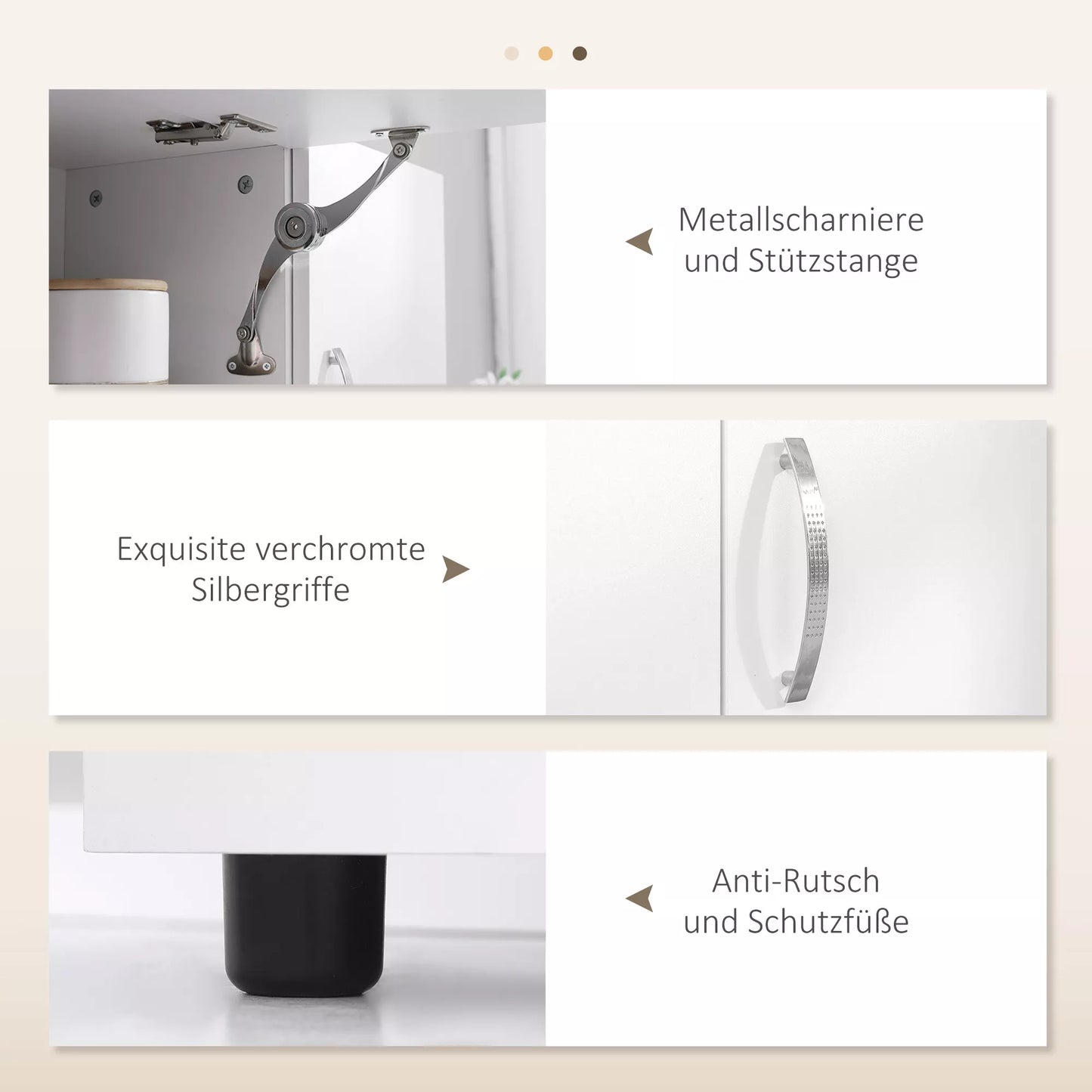 Virtuvės spintelė, bufetas, 3 stalčiai, 3 lentynos, daug vietos daiktams laikyti, 89x39,5x168cm, balta