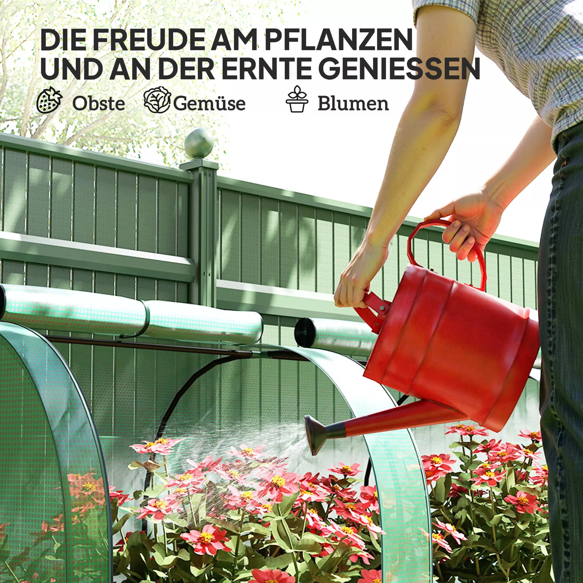 Tunelinis šiltnamis, 4 langai su užtrauktukais, plieninis rėmas, tvirtas tentas, 395 x 100 x 80 cm, žalias