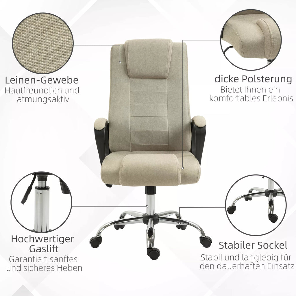 Biuro kėdė ergonomiška reguliuojama iki 120 kg, smėlio spalvos
