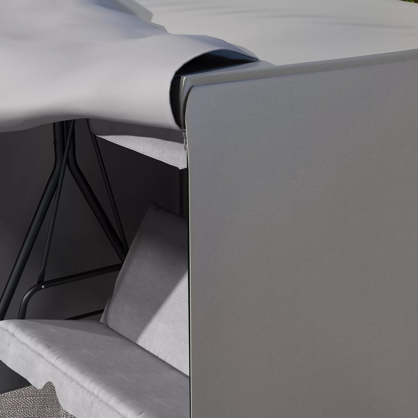 Apsauginis užvalkalas sodo sūpynėms, atsparus plyšimui, vandeniui, dulkėms, poliesteris, 177 x 114 x 152 cm, pilkos spalvos