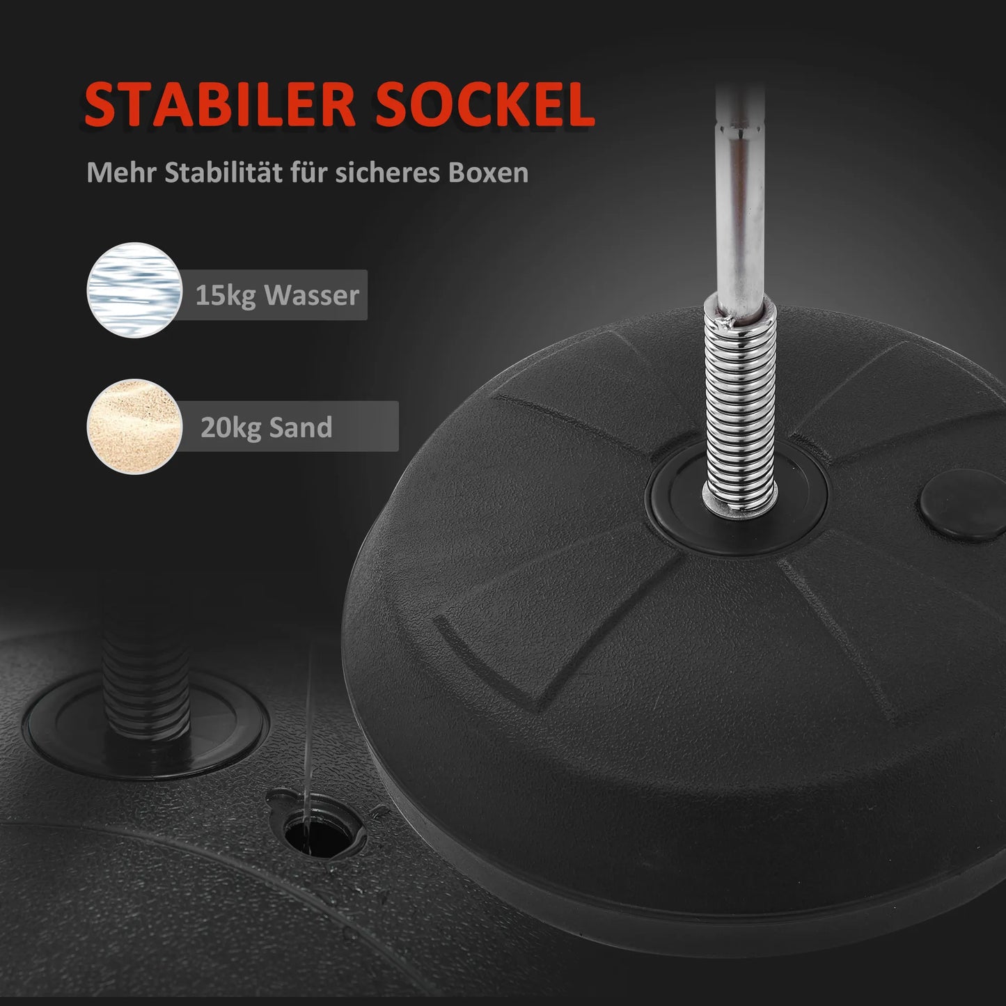 Bokso maišo rinkinys, reguliuojamo aukščio 125/131/138/145cm, su 1 pora pirštinių ir 1 pompa. Tinka profesionalams ir pradedantiesiems. Raudonas.