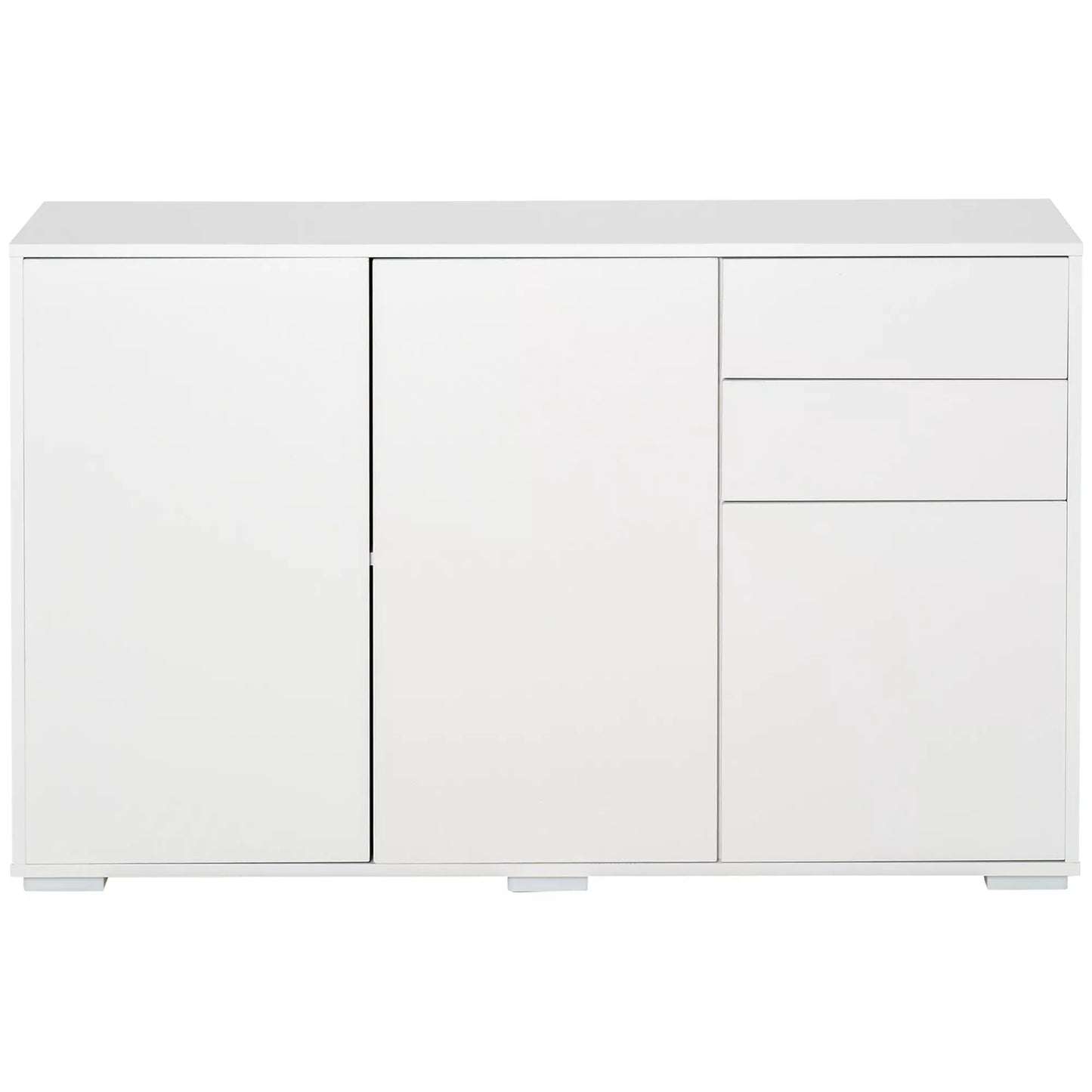 Komoda-bufetas, 2 stalčiai, Push-Click sistema, 117 cm x 36 cm x 74 cm, Balta