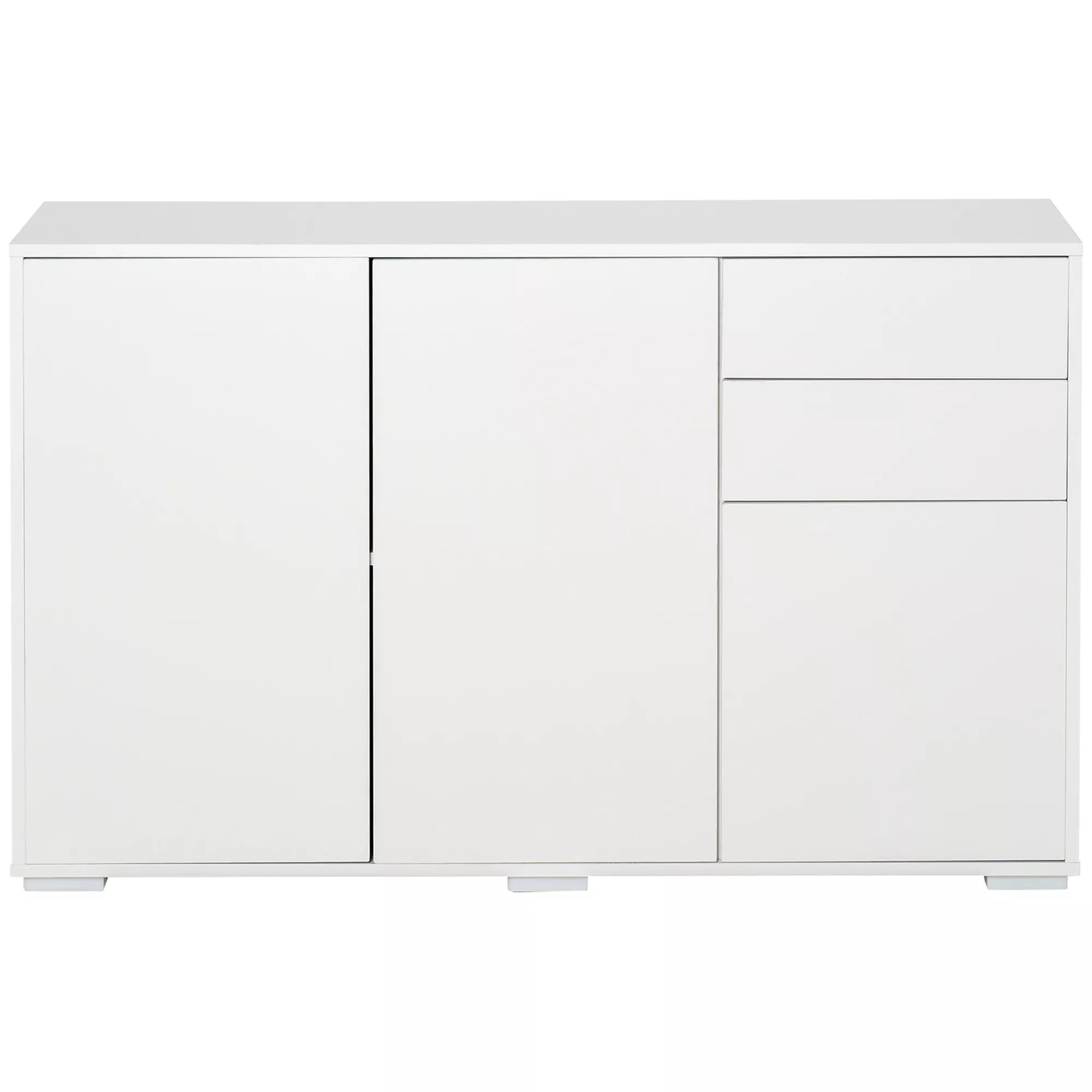 Bufetas Komoda, 2 stalčiai, „Push-Click“ sistema, 117 cm x 36 cm x 74 cm, balta