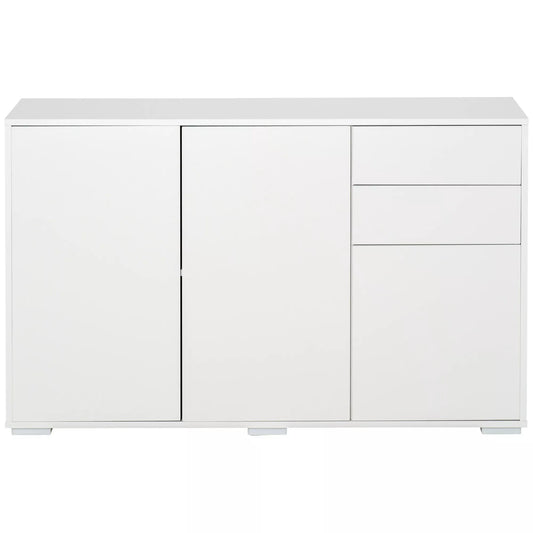 Komoda-bufetas, 2 stalčiai, Push-Click sistema, 117 cm x 36 cm x 74 cm, Balta