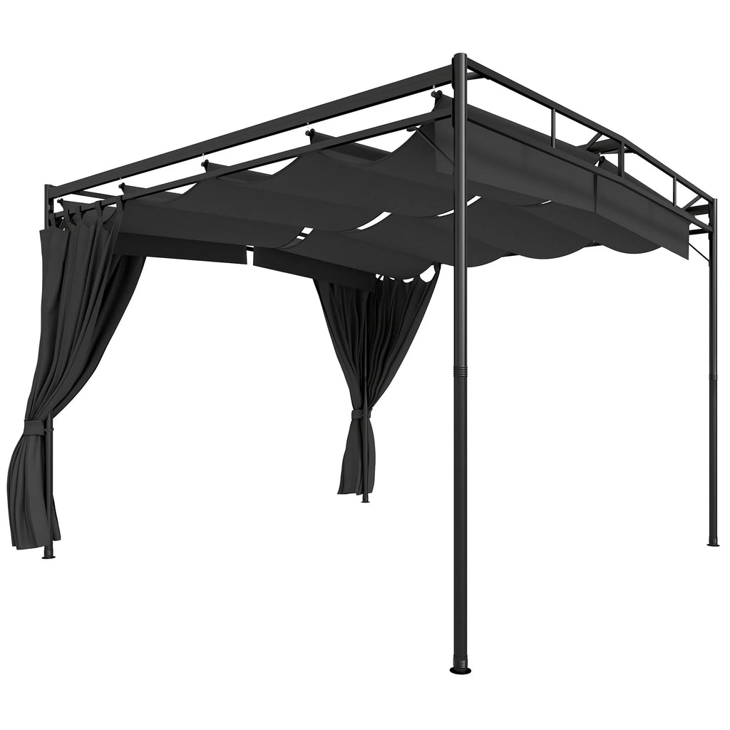 Pergola 3 x 3 m tamsiai pilka su stumdomu stogu