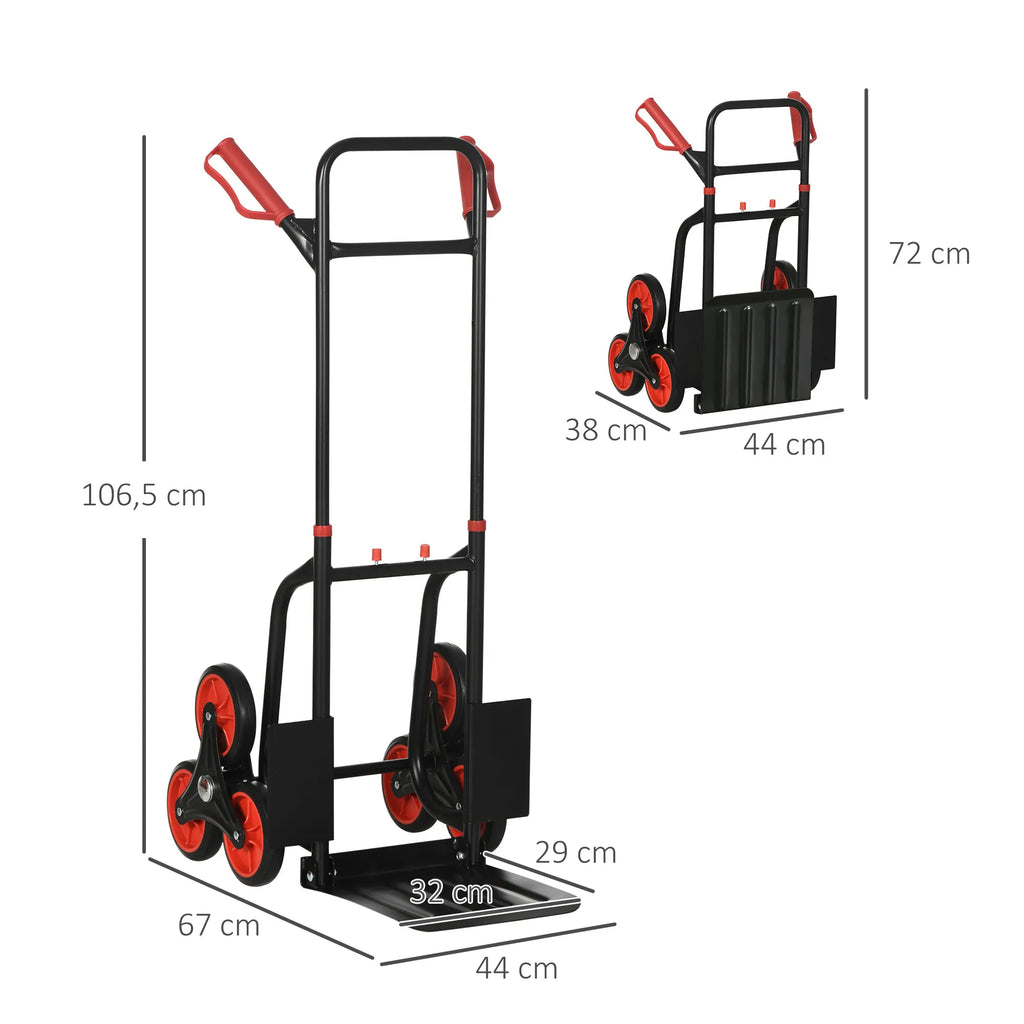 Rankinis karutis laiptams su teleskopine rankena, iki 120 kg, juodas