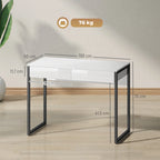 Rašomojo stalo matmenų schema: 100 x 50 cm stalviršis, 75 cm aukštis
