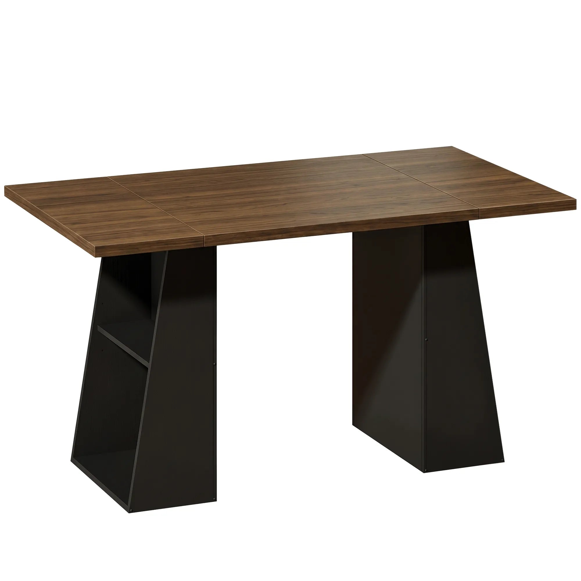 Rašomasis stalas su 4 lentynomis, industrinio stiliaus, 140 cm, rudas-juodas