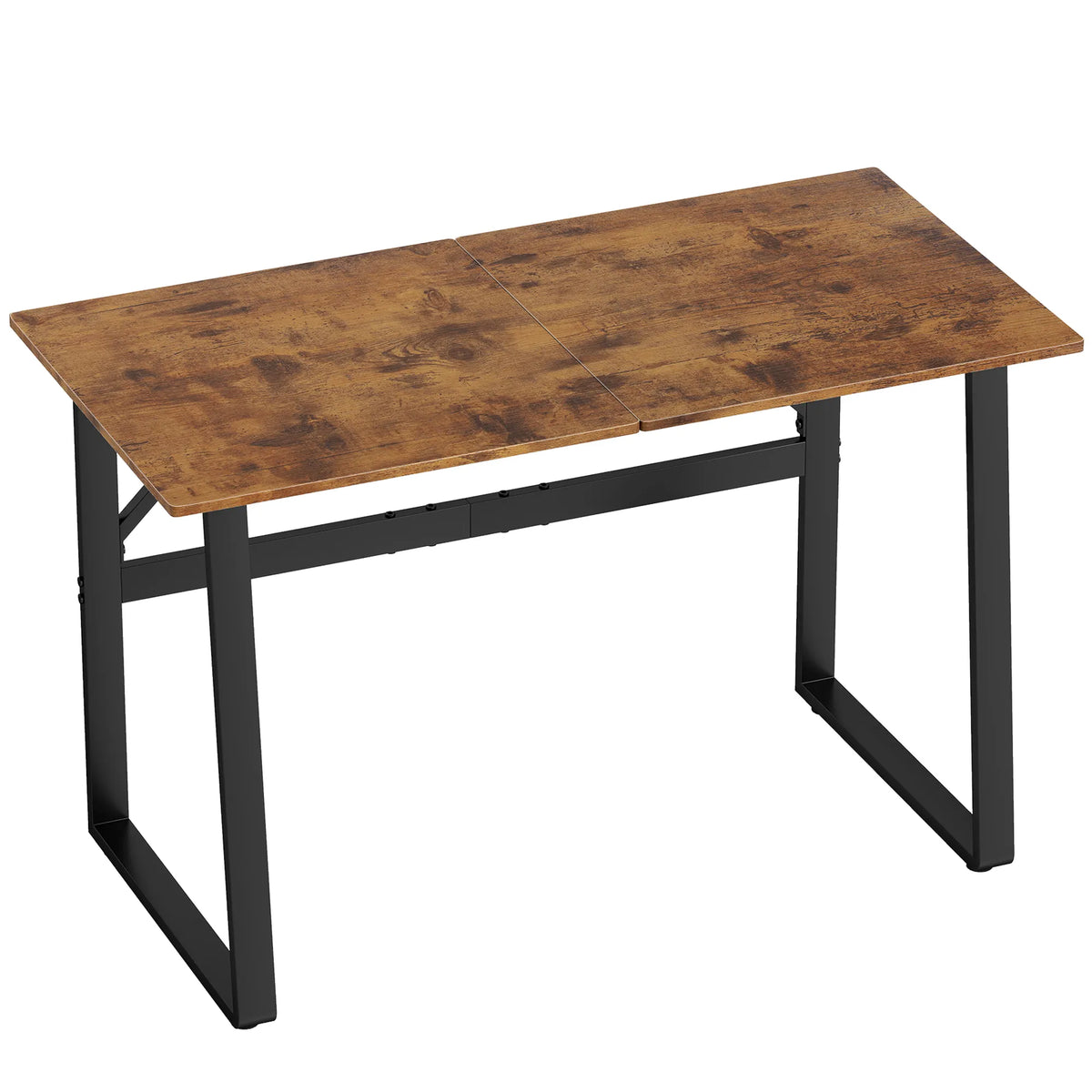 Rašomasis stalas su plieniniu rėmu, 120 × 60 × 76 cm, kaimiškai rudas ir juodas