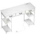 Rašomasis stalas su USB įkrovikliu ir reguliuojamomis lentynomis baltas 120x40x76 cm