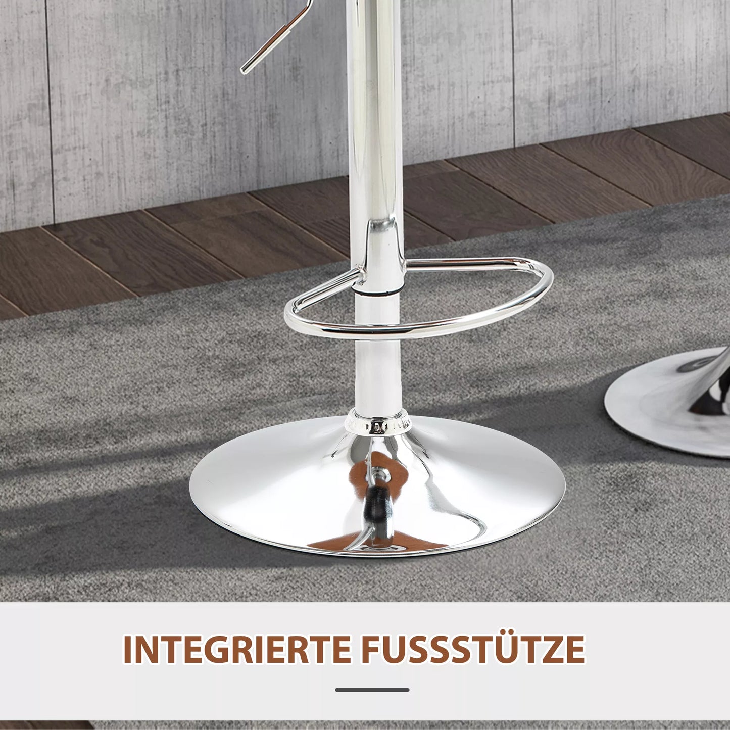 2 vnt. rinkinys baro kėdžių su atrama kojoms, baro kėdė su atlošu, bistrot kėdė, valgomojo kėdė, reguliuojamo aukščio, pasukama, dirbtinė oda, juoda, 46 x 53,5 x 85-106 cm