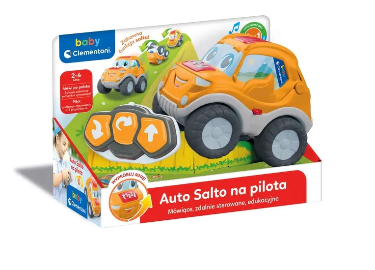 RC mašinos pakuotės dėžutė pastatyta šalia žaislinio automobiliuko