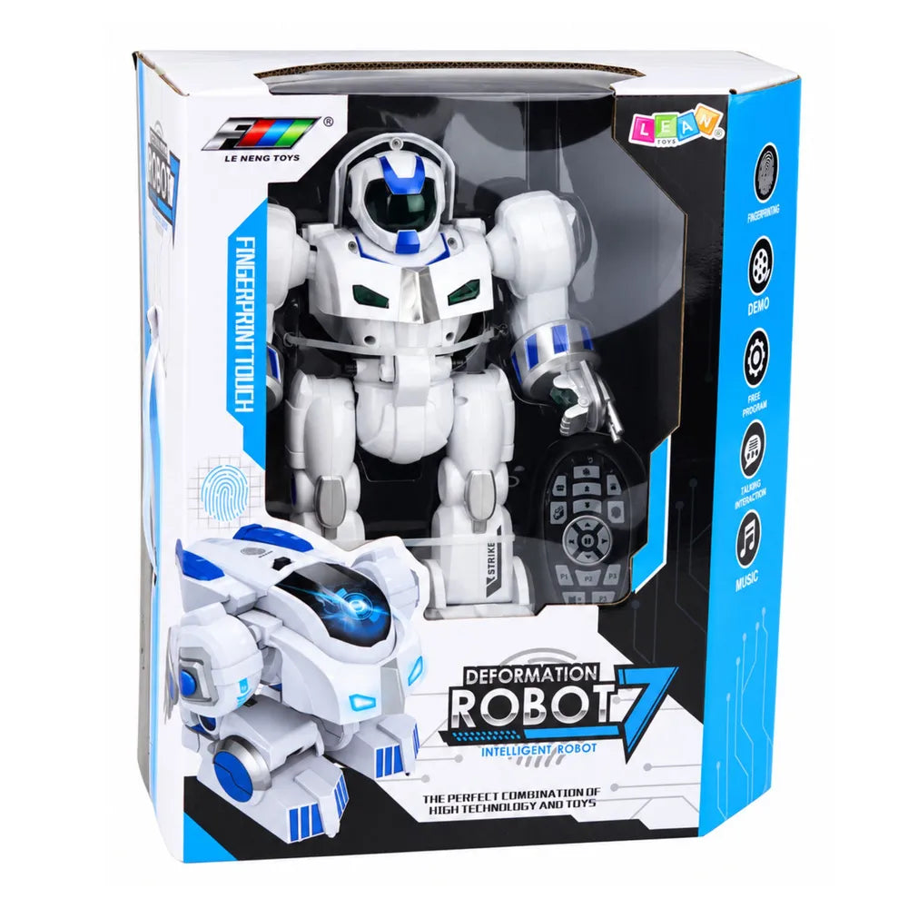 RC robotas K4 pakuotės dėžutė su gaminio nuotrauka ir funkcijų piktogramomis
