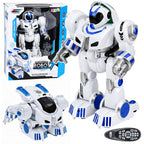RC robotas K4 dviejose formose šalia originalios pakuotės dėžutės