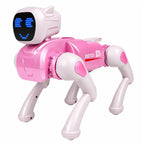 RC robotas šuo, programuojamas, rožinis, su „Bluetooth“ ir LED ekranu