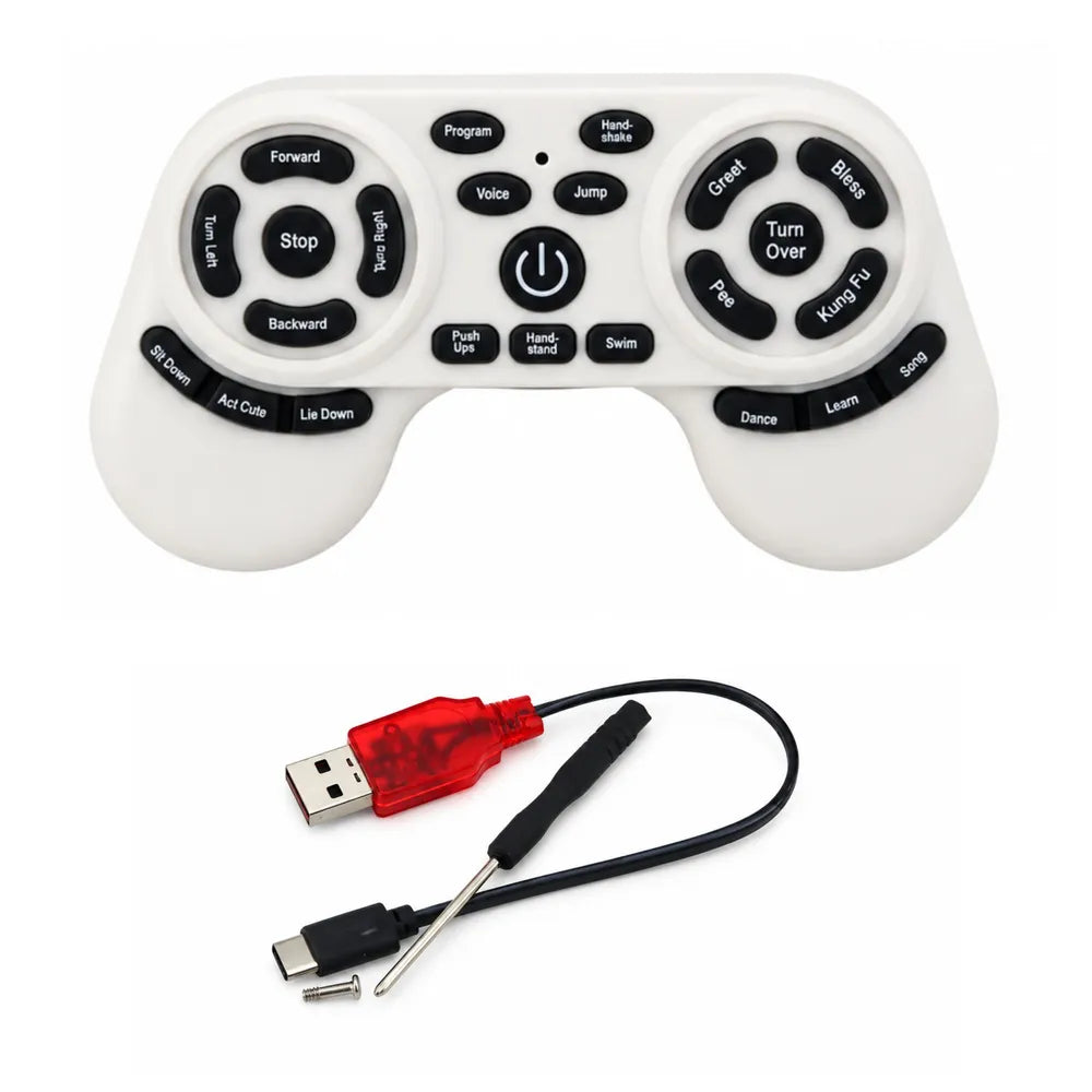 RC robotas šuo, programuojamas, su Bluetooth ir LED ekranu, sidabrinis