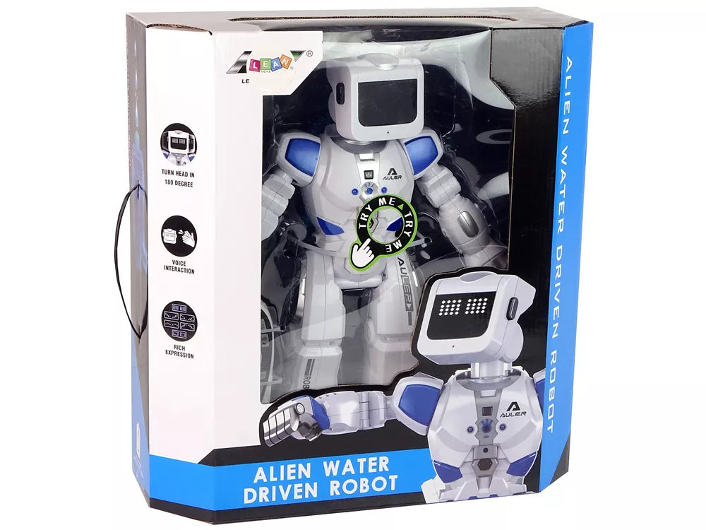 RC roboto pakuotė su funkcijų piktogramomis ir gaminio atvaizdu
