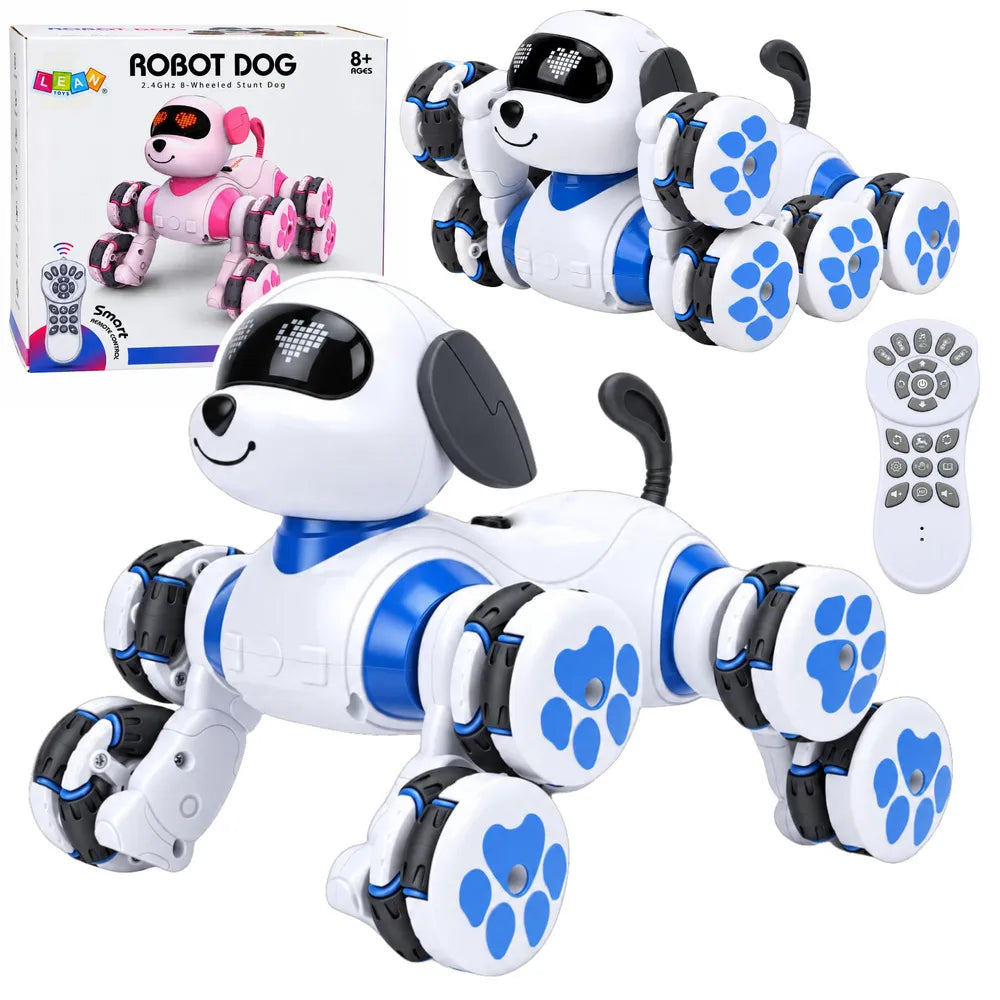 RC šuo-robotas, 8 ratai, 360° sukiniai, mėlynas