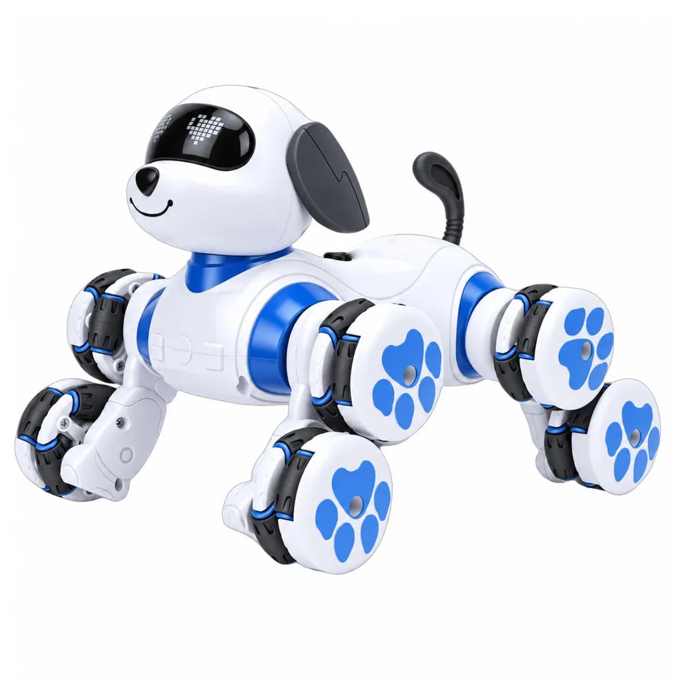 RC šuo-robotas, 8 ratai, 360° sukiniai, mėlynas