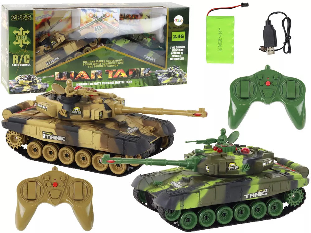 RC tankų rinkinys, 2 vnt., 7,2 V, infraraudonųjų spindulių mūšio sistema